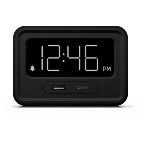 NonStop Station E Alarm Clock with USB Ports, Black